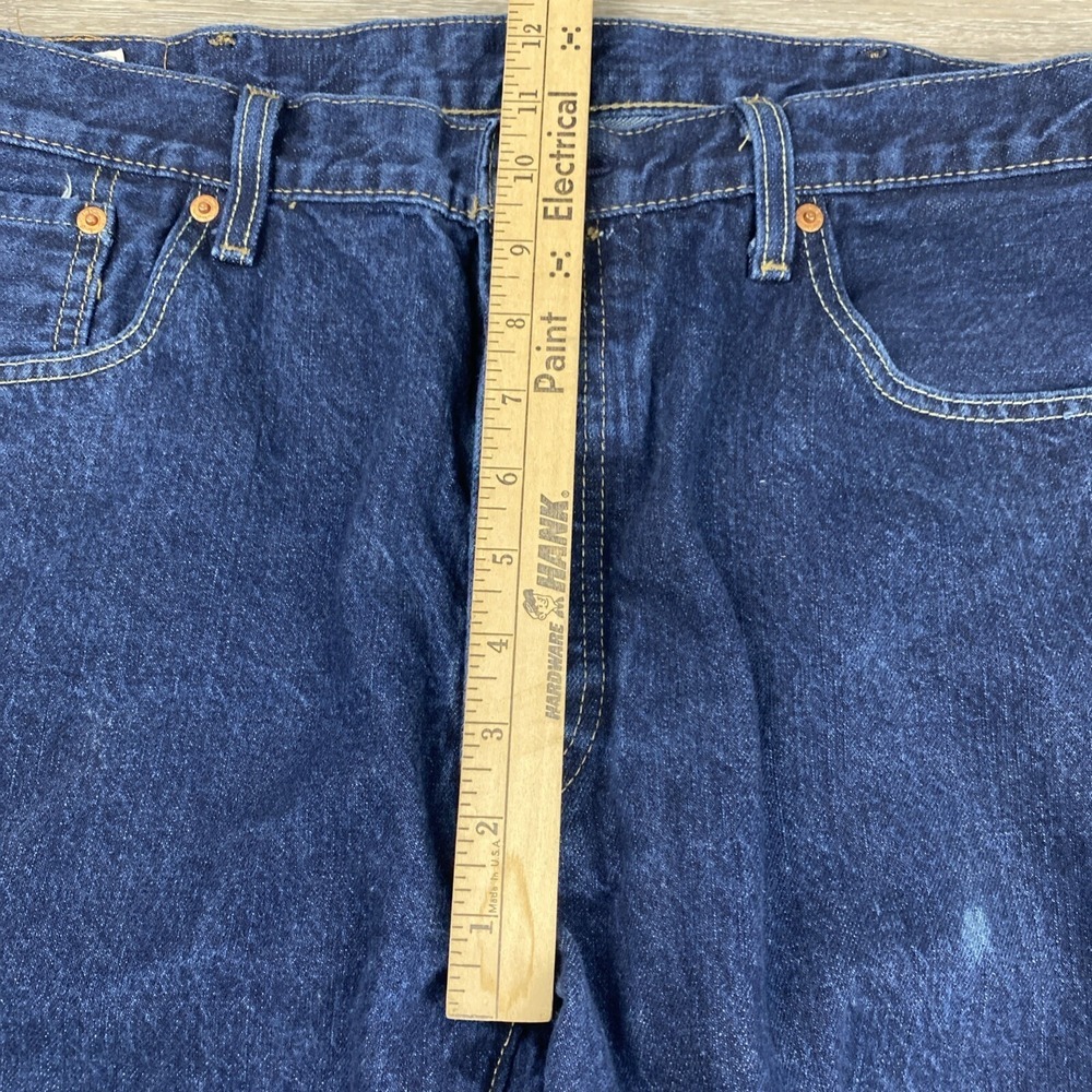 Levi's 501 Straight Leg Jeans Mens Size 38X34 Blue Denim Dark Wash Leather Patch - Picture 6 of 16